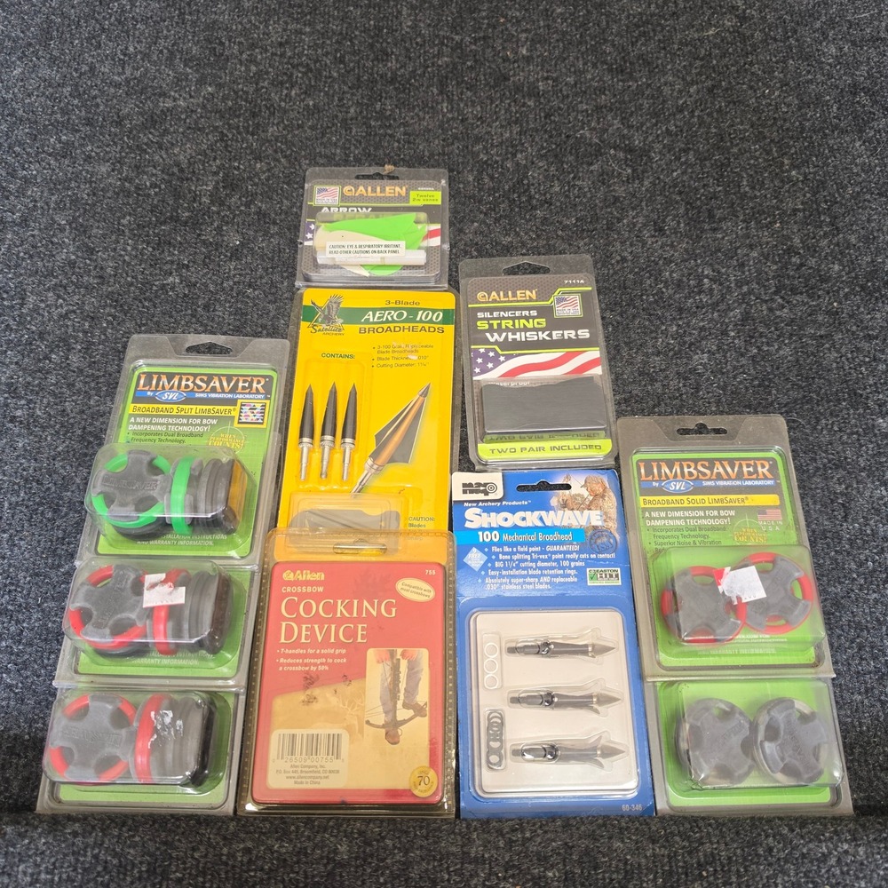 Archery Accessory Lot LimbSaver Broadheads Allen Cocking Device String Whiskers